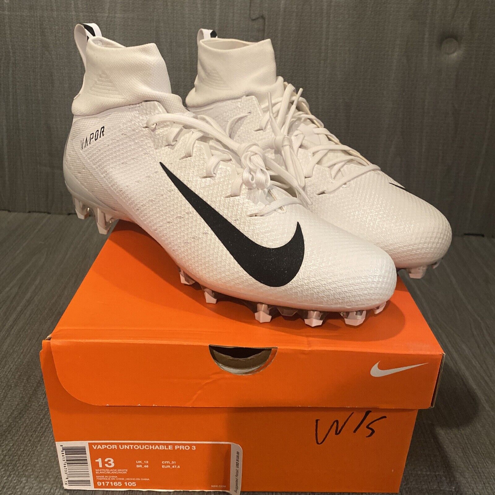 Revolutionair Registratie Kreta Nike Vapor Untouchable Pro 3 White Black Men&#039;s Football Cleats  917165-105 Sz 13 | eBay