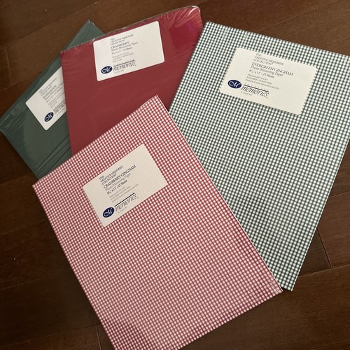 4 Vtg Creative Memories Photo Mounting Paper 8.5X11" Red Green Solid Gingham