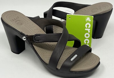 Crocs Cyprus IV Heel Sandals Womens Size 7 Espresso/Mushroom NWT