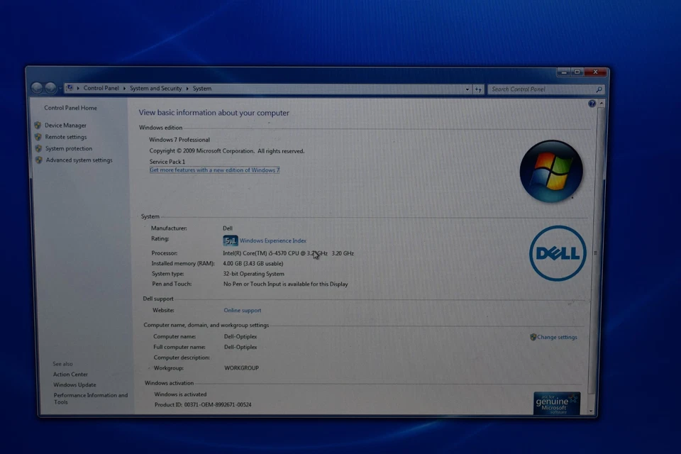 Dell Optiplex 9020 Quad Core i5-4570 3.2GHz 4GB RAM 1TB HDD Windows 7 32-bit - Image 3 of 4