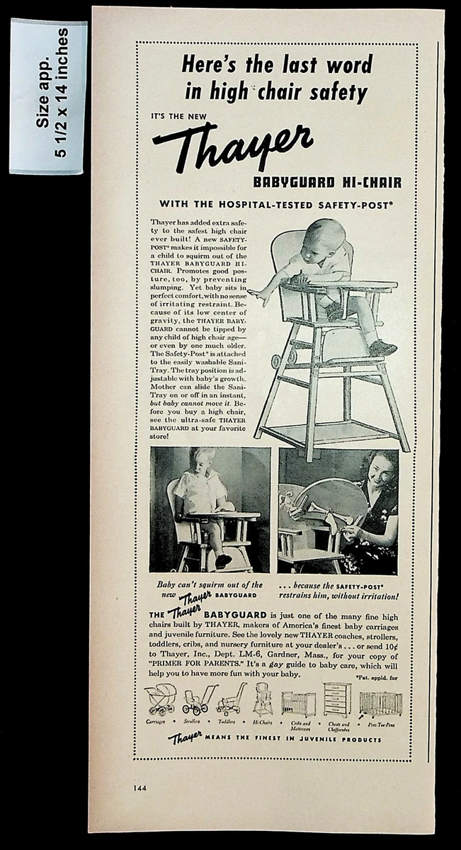 1948 Thayer Babyguard High Chair Hi Chair Baby Home Vintage Print