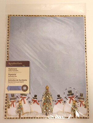 Recollections Holiday Stationery 8 1/2 x 11 paper Snowmen Vintage ...