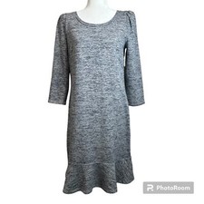 NWT Talbots Shift Dress Women’s sz. SMALL Gray TERRY FLOUNCE HEM