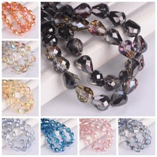 20pcs 9x8mm Teardrop Faceted Shiny Crystal Glass Loose Beads For Jewelry Making