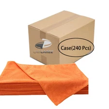 240 Pcs/CTN Microfiber Cleaning Cloth Towel No-Scratch 16x16” Orange