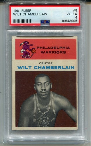 1961 Fleer Wilt Chamberlain Rookie Card PSA 4 Graded Basketball #8