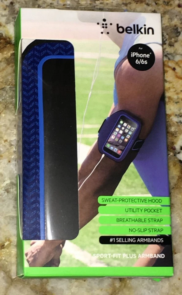 BELKIN Sport Fit Plus Arm Band iPhone 6 Blue Device Carrier Run Training NIB O/S - Image 3 of 3