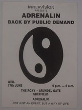 Rave Flyer-Innervision Adrenalin Sheffield 1992-Size A6-GC-D