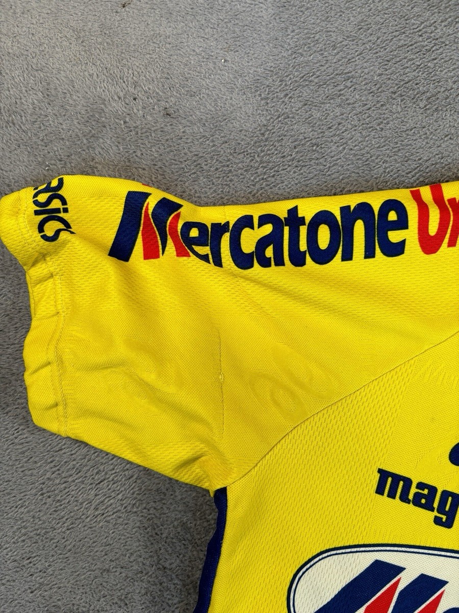 VINTAGE ASICS MERCATONE UNO Cycling Jersey Large Yellow Albacom