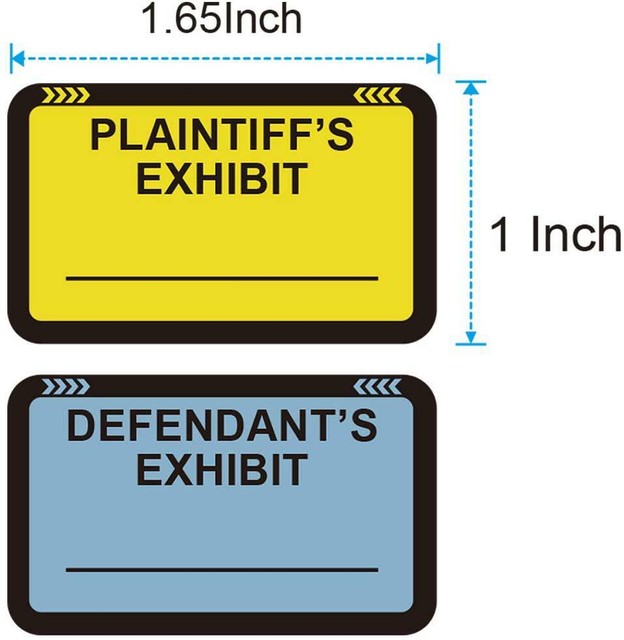 Legal Yellow Plaintiff's Exhibit Blue Defendant's Exhibit Stickers 1.65