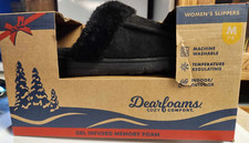 Dreamfoams Gel Infused Memory Foam Women's Size Medium Slippers Black Faux Fur