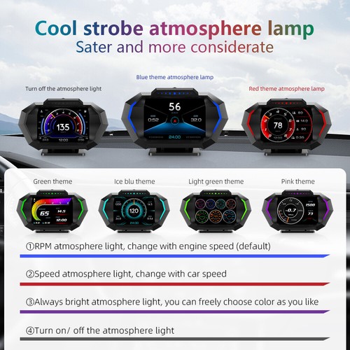 P24 HUD OBD2+GPS+Slope Meter,Car Heads Up Display, MPH and KM/H Unit Speedometer - Picture 10 of 15