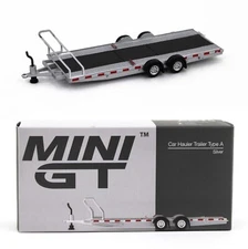 1:64 Mini GT *SILVER* Car Hauler Trailer w/Tire Rack TYPE A No AC15 *NIB*