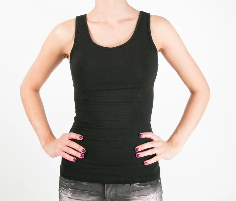 Camiseta sin mangas Yummie Tummie Invisible negra Boyfriend Rayón YM1-005 NUEVA Foto 2 de 3