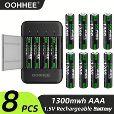 8PCS AAA 1.5V 1300mWh Rechargeable Lithium Batteries  Thin Charging Storage Box