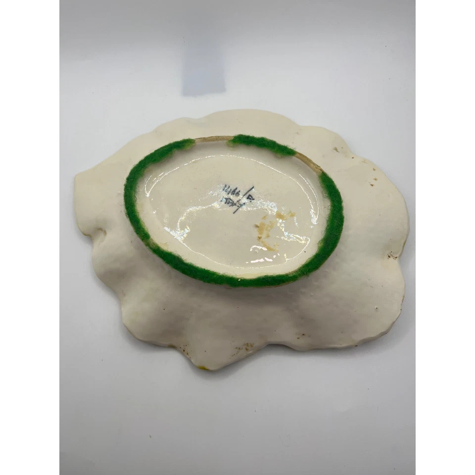 Porta joyas caramelo baratija plato hoja mayólica vintage hecho en Italia Foto 2 de 4