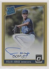 2018 Donruss Optic Rated Rookie Signatures Gold Prizm 3/10 Felix Jorge Auto 0x1