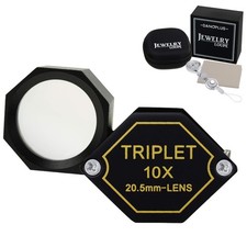 10x Magnifier Jewelry Loupe 20.5mm Triplet Lens Optical Glass Pocket Gem Magn...