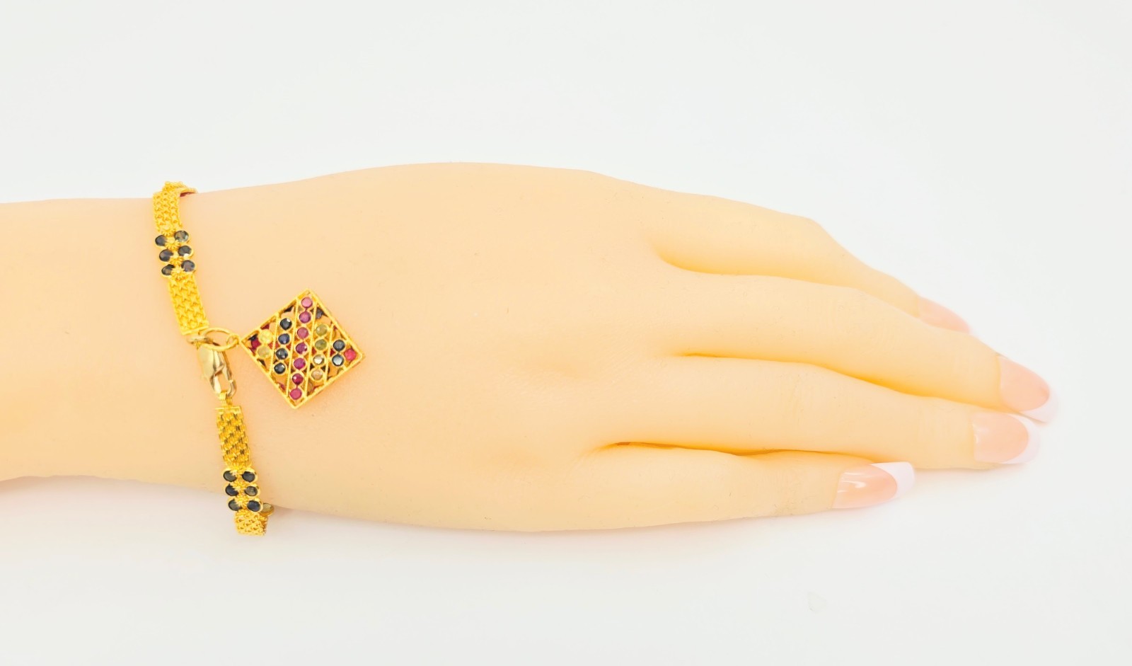 Unique 20K Solid Yellow Gold Multi Colored Gemsto… - image 8