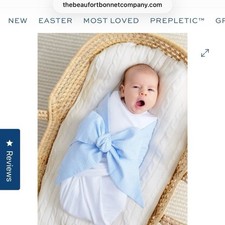 The Beaufort Bonnet Company Bow Swaddle Breakers Blue Seersucker