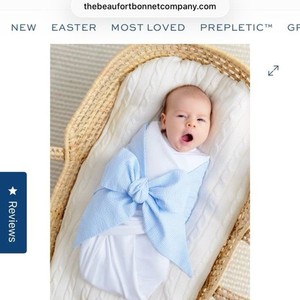 The Beaufort Bonnet Company Bow Swaddle Breakers Blue Seersucker