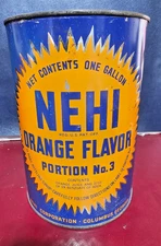 NEHI Vintage Soda 1 Gallon Can Orange Flavor Portion #3 Syrup Tin Soda Pop 