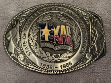 State Of Texas Sesquicentennial Celebration Official Belt Buckle VTG 1836-1986