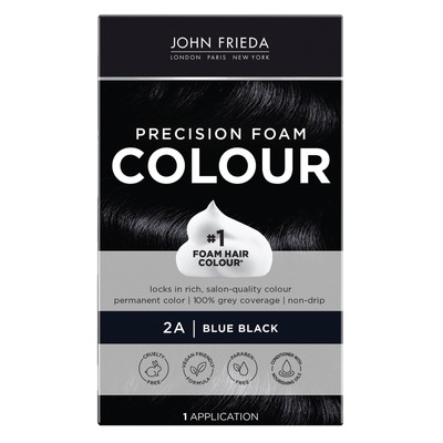 John Frieda Precision Foam Colour, Blue Black 2A, Full-coverage Hair Color Kit,