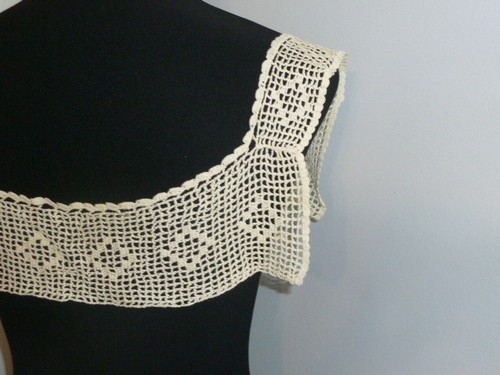 Antigua Blusa Vestido YUGO Crochet Encaje EDWARDIANO, Cubierta Corsé Victoriano - Imagen 4 de 8