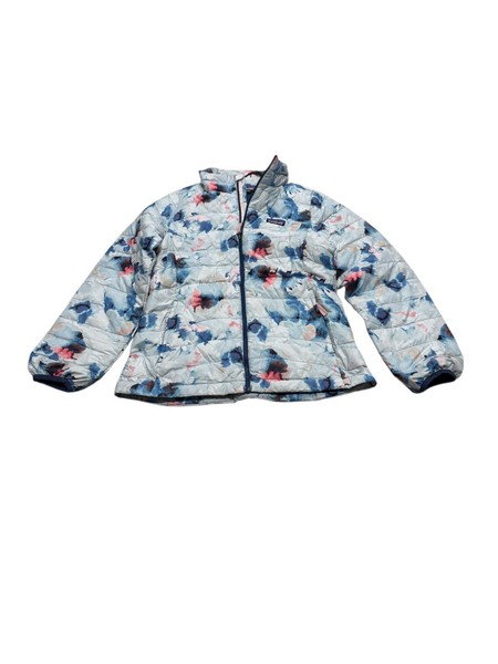 USA IMPORT Patagonia GIRLS White Floral Puffer Jacket Size 14 Good Condition