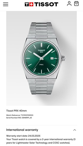 Under Warranty(24.03.2027) Tissot PRX Green Men's 40mm Watch with Box and Papers - Picture 11 of 11