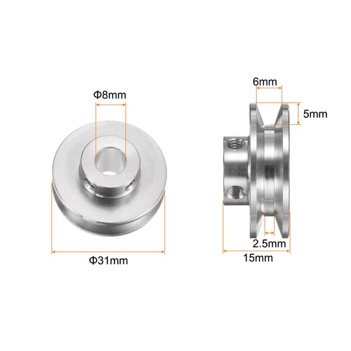 V-Type Pulley 5mm Bore 12mm Outer Dia Single Groove Aluminum Alloy