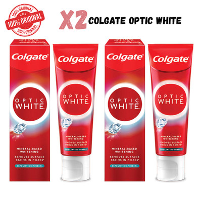 X2 COLGATE Optic White Exfoliating Volcanic Mineral Whitening Toothpaste 100g