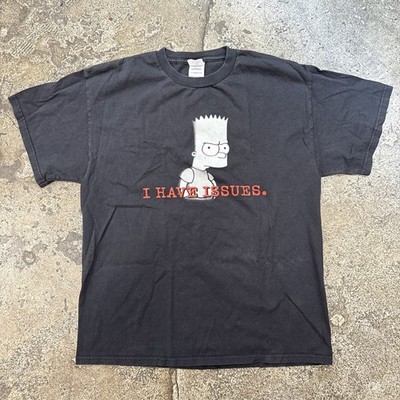 Vintage The Simpsons Bart Simpson I Have Issues Graphic Shirt 2001 Fox Black Y2k