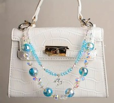 Blue  Golden Beaded Double Strand Sparkle Butterfly Phone or Purse Strap/Charm