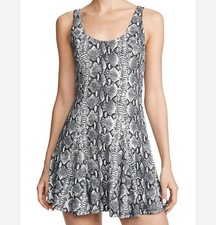 Alice + Olivia Alicia Godet Jersey Skater Mini Dress Snakeprint Size 4 NWT