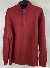 LL Bean men's regular quarter-zip long sleeve knit Burgundy red sweater size XL