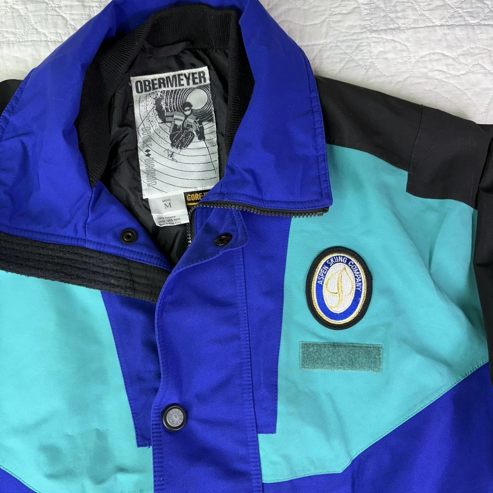 Vintage Obermeyer Jacket Mens Medium Blue Gore Tex Aspen Skiing Company 90s Coat - Image 2 of 4