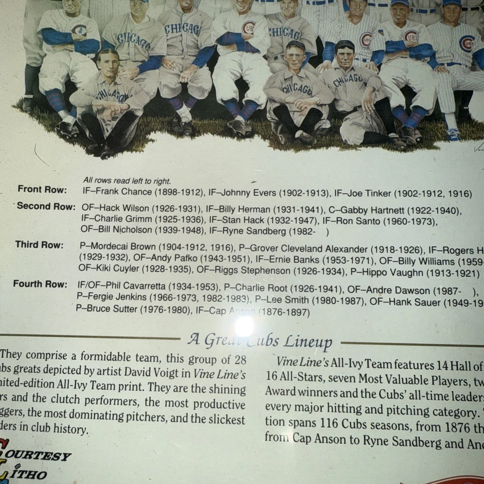 Vintage Chicago Cubs MLB All Ivy Team Picture Vine Line 9” X 11” Custom Framed - Image 4 of 4