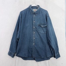 Vintage Levis Denim Shirt Mens XL Blue One Pocket Western Metal Button Up