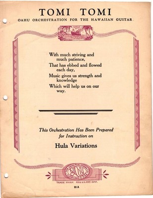 Tomi Tomi Sheet Music Hawaiian Guitar Tabs Alex Hoapili David Nape Oahu
