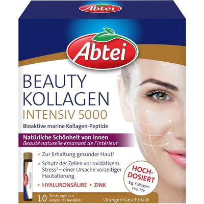 Beauty Kollagen Intensiv 5000 mit Hyaluronsäure Zink Vitamin C 10 Ampullen