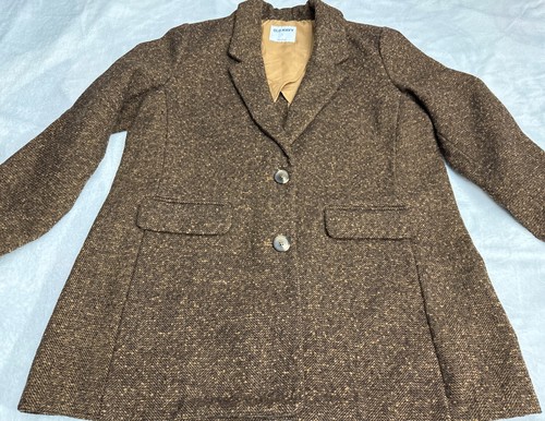 Old Navy Relaxed Blazer LARGE Herringbone Jacket Brown Long Sleeve Pockets Women - Picture 4 of 15