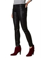 Karen Millen Coated Skinny Jeans Pants Black Shinny NWT 150.00 UK 10 US 6 EU 38