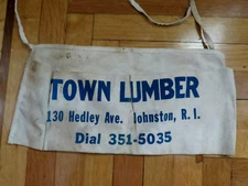 Vintage Nail Apron Tool Belt Pocket Advertising TOWN LUMBER JOHNSTON RI
