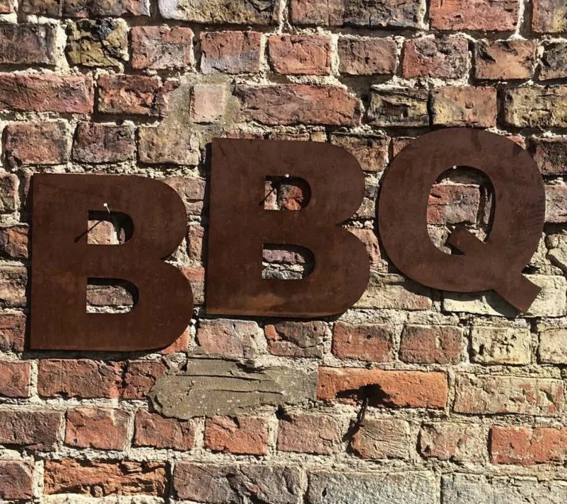 Rusty 12” Fat BBQ Letters Sign Rustic Bar Meat Butchers Grill Hog Roast Kitchen