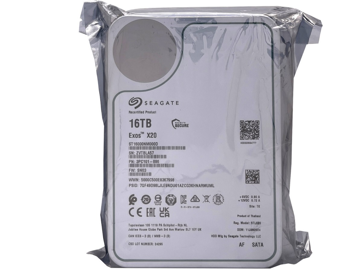 Seagate Exos X20 ST16000NM000D 16TB 7.2K SATA 6Gb/s 3.5 Seagate Exos X20 ST16000NM000D 16TB 7.2K SATA 6Gb/s 3.5