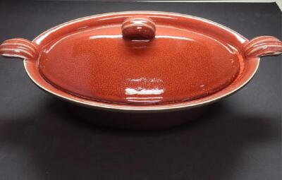 Jars France Tanga Cherry Red Oval Large Baking Dish With Lid ''NIB''