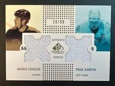 Mario Lemieux / Paul Kariya 2002-03 SP Game Used Dual Jersey Gold #d /99 HOF