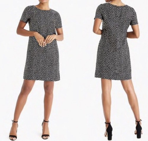 J. Crew Black Gold Metallic Heart Print Short Sleeve Shift Dress Women’s 4 NWT - Picture 2 of 11